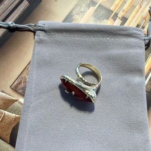 Kendra Scott Blithe Gold Bordeaux Tigers Eye Statement Ring size 8